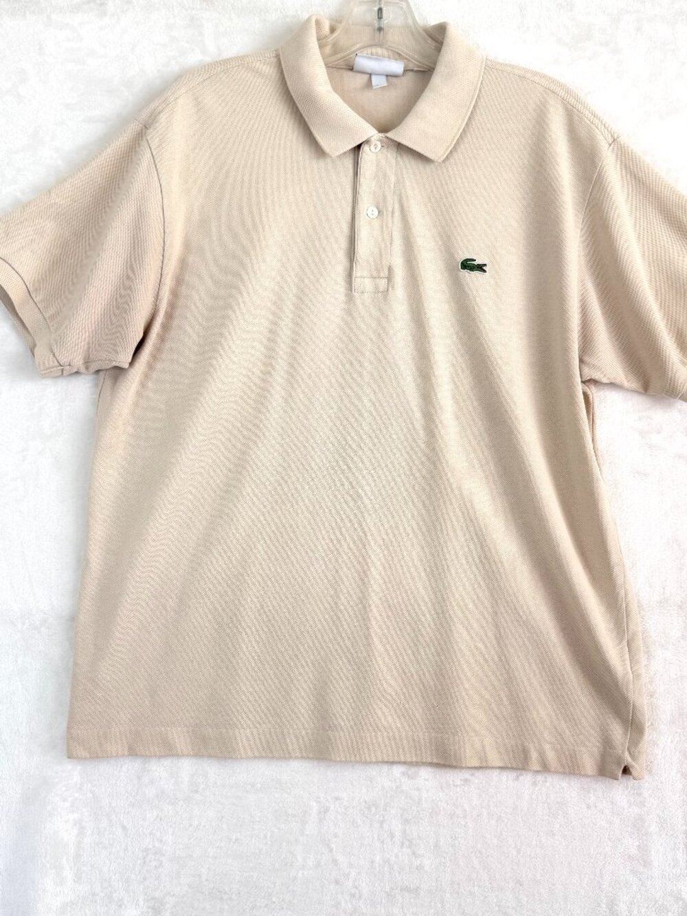 Lacoste Classic Fit Croc Pique Short Sleeve Polo Shirt Mens XL FR 6 Beige Stone